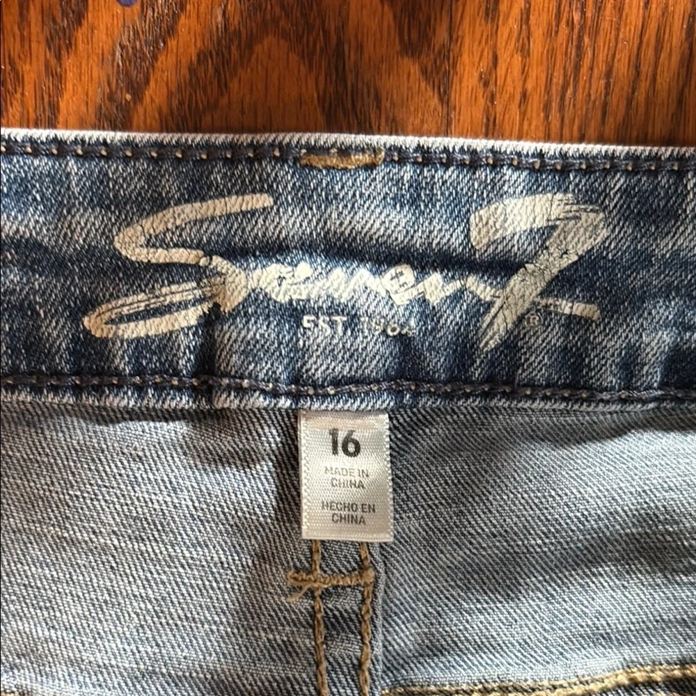 Seven7 Blue Distressed Denim Jean Shorts
